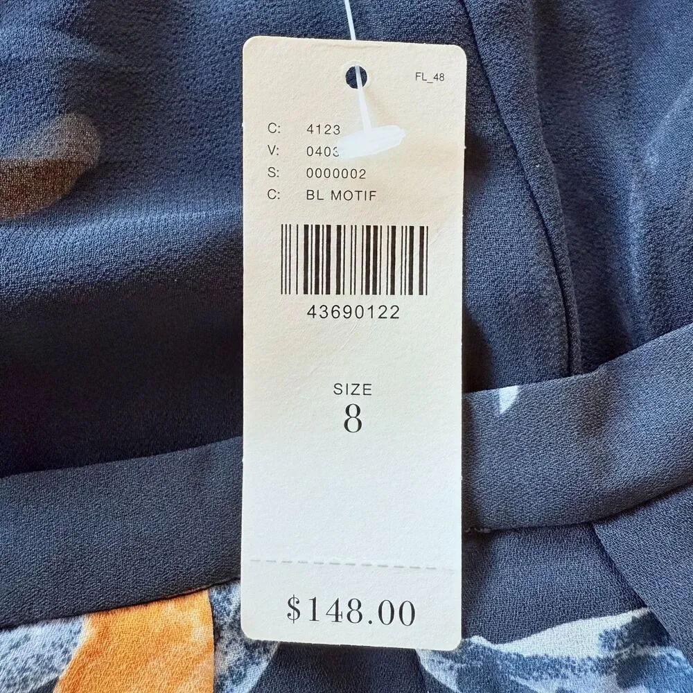 NWT Anthro Paper Crown Primrose Wide Leg Floral Pleated Pants in Blue & Yellow 8 - Picture 7 of 12